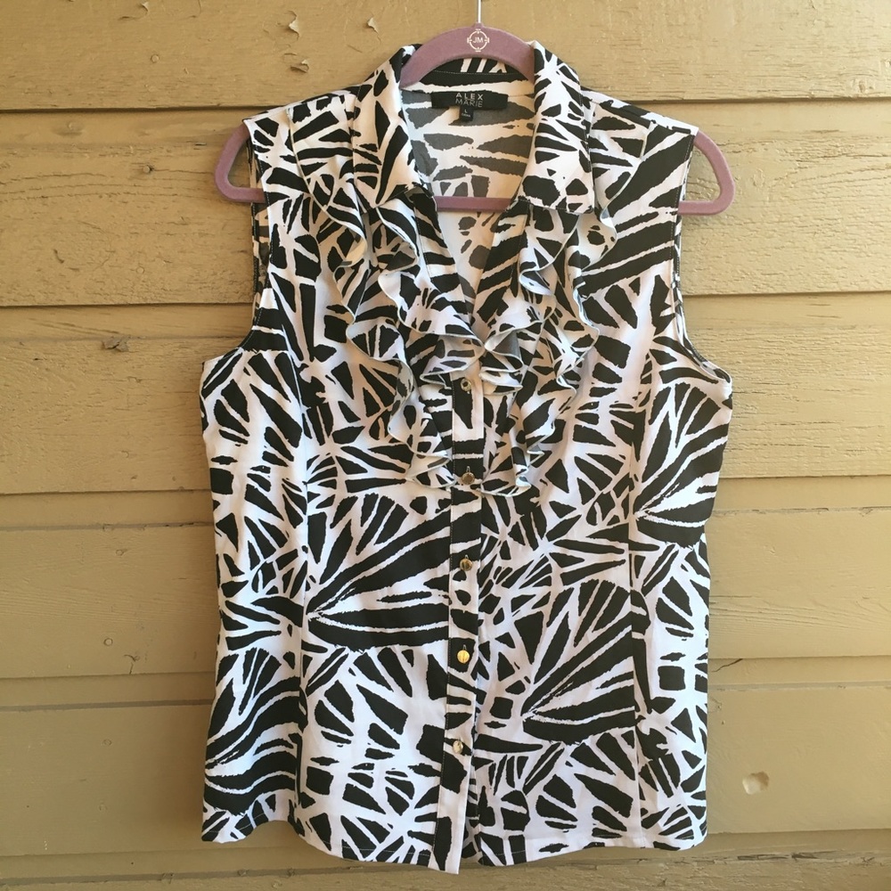 Alex Marie Women’s Sleeveless L Black & White Top